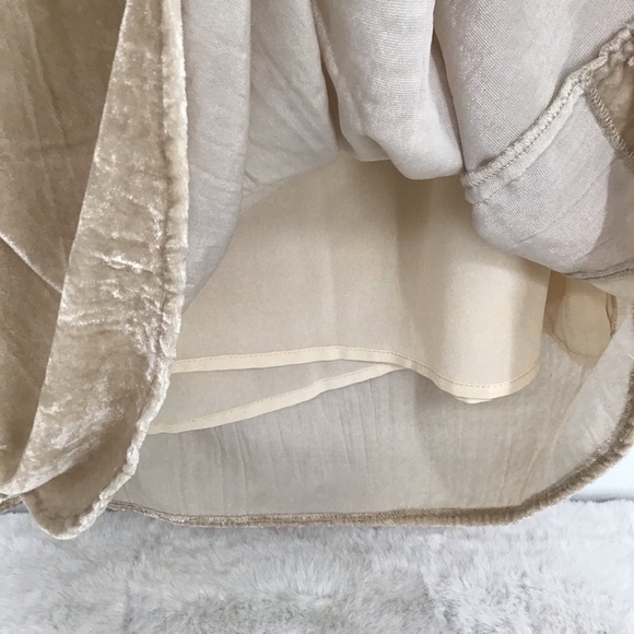 Anthropologie Floreat Crinkle Velvet Dress Casual Career Champagne Size XS - Picture 4 of 10